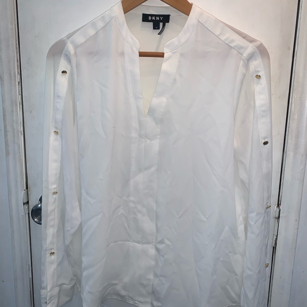 DKNY White long sleeve top